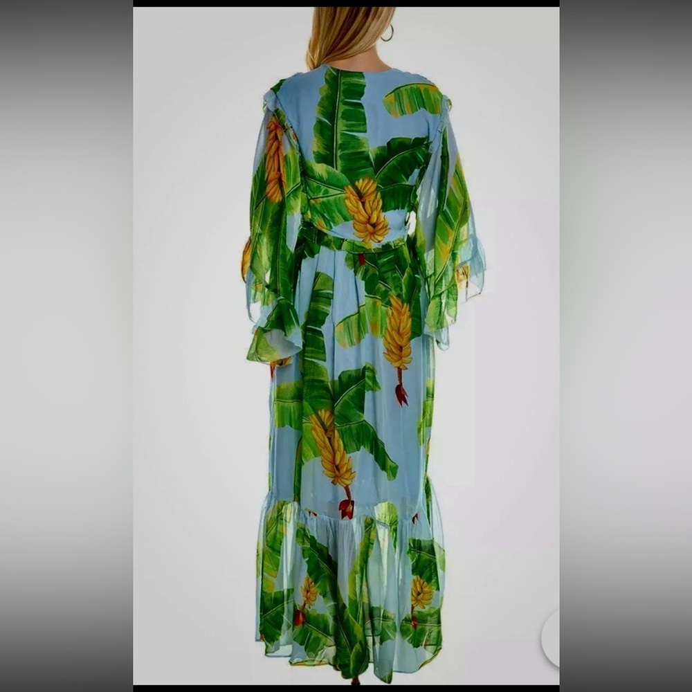 FARM Rio Fresh Bananas Maxi Dress with Green Tropical Leaf Print - Picture 2 of 9